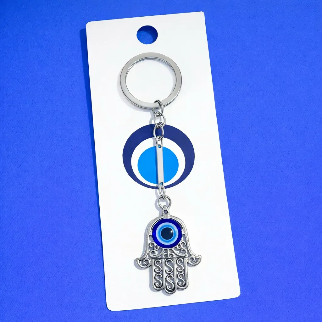 Hamsa Evil Eye Keychain – Durable Protection Charm for Keys & Bags - Detailed Feature View 2