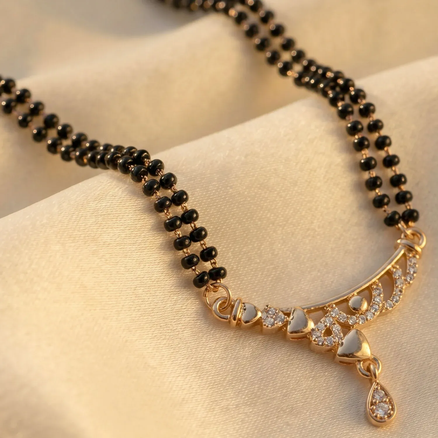 Mangalsutra with Heart Charms – Modern Design for Brides - Detailed Feature View 4
