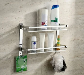 Wall Mount Bathroom Rack – Stylish 2-Layer Stainless Steel Storage