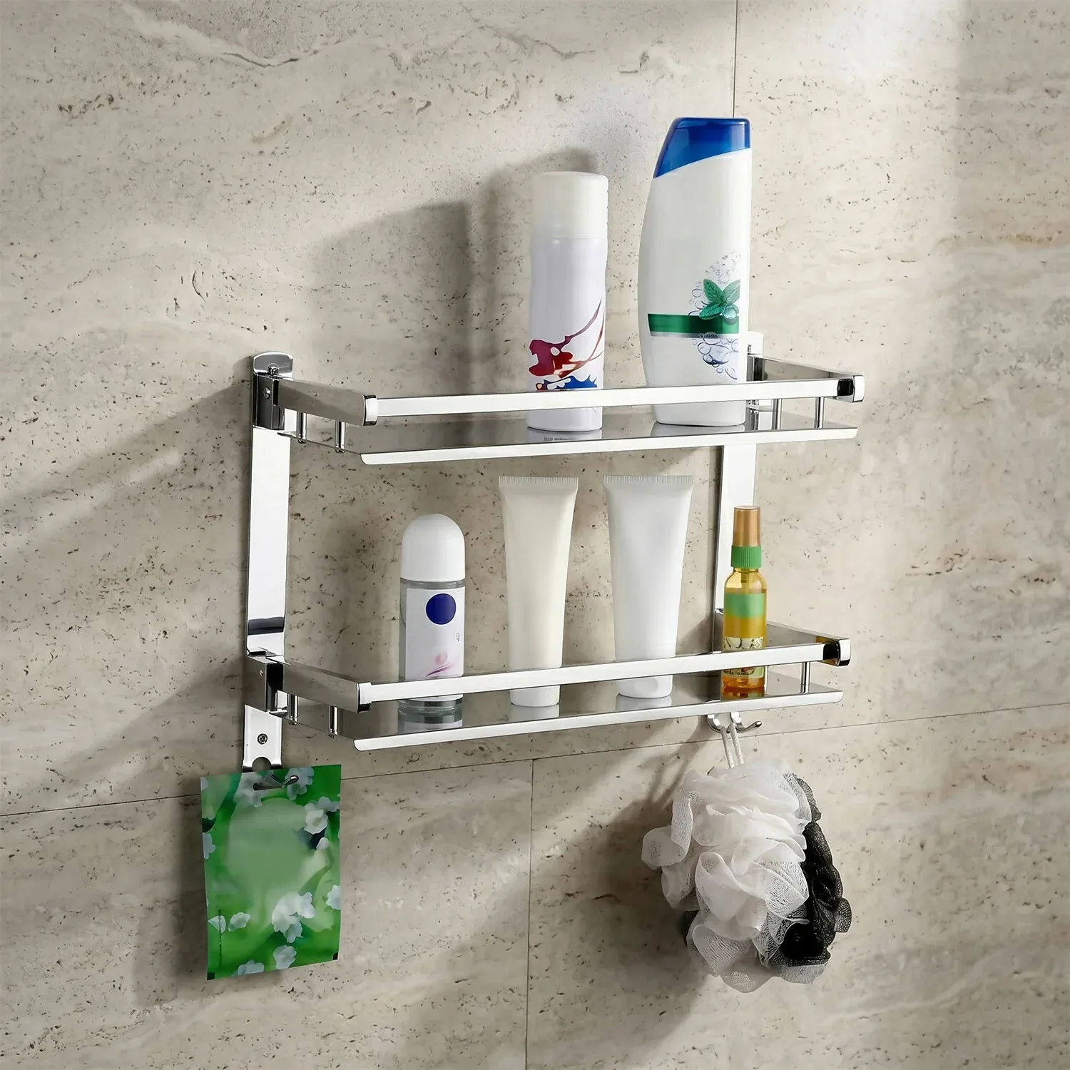 Premium Wall Mount Bathroom Rack – Stylish 2-Layer Stainless Steel Storage - Buy Online at Alikart