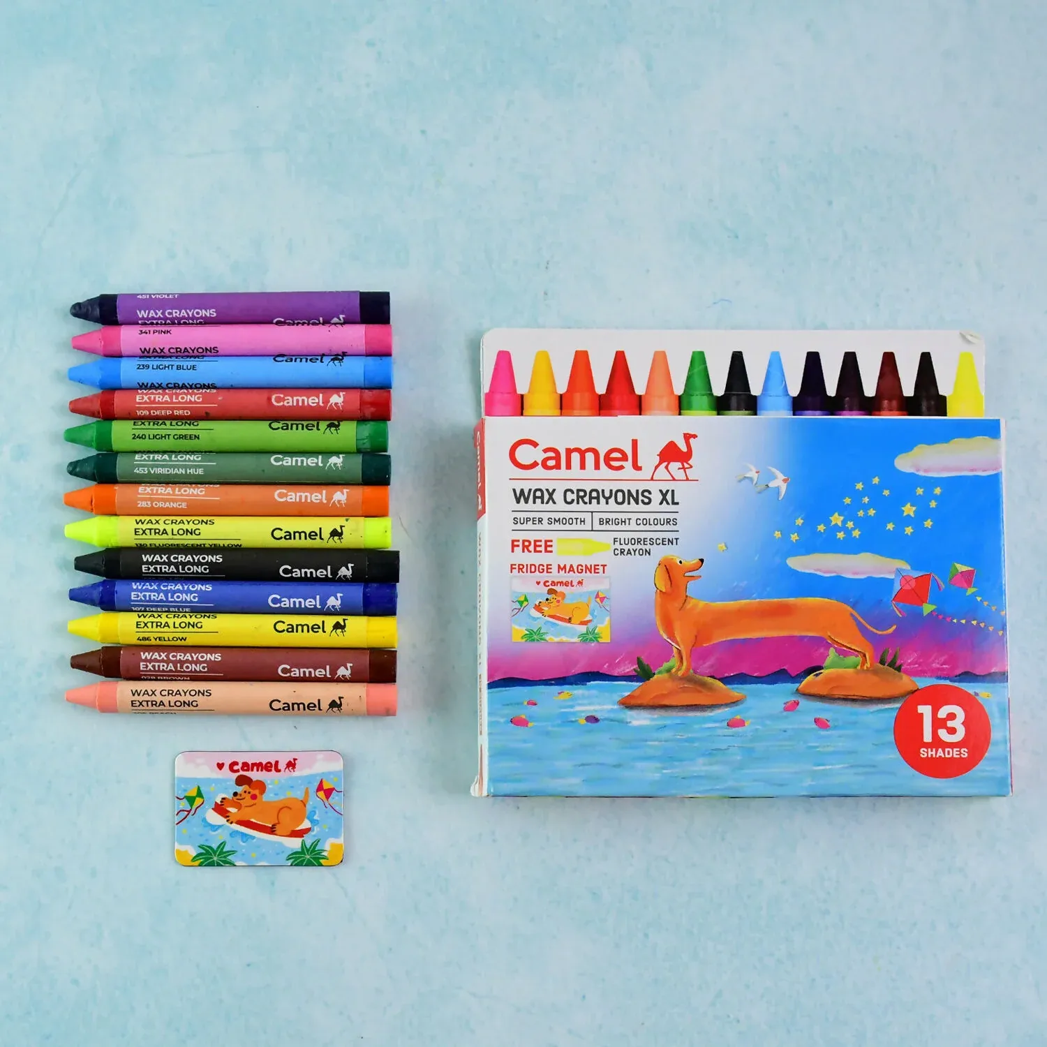 Premium Camel Wax Crayons – 13 Vibrant Extra-Long Shades - Buy Online at Alikart