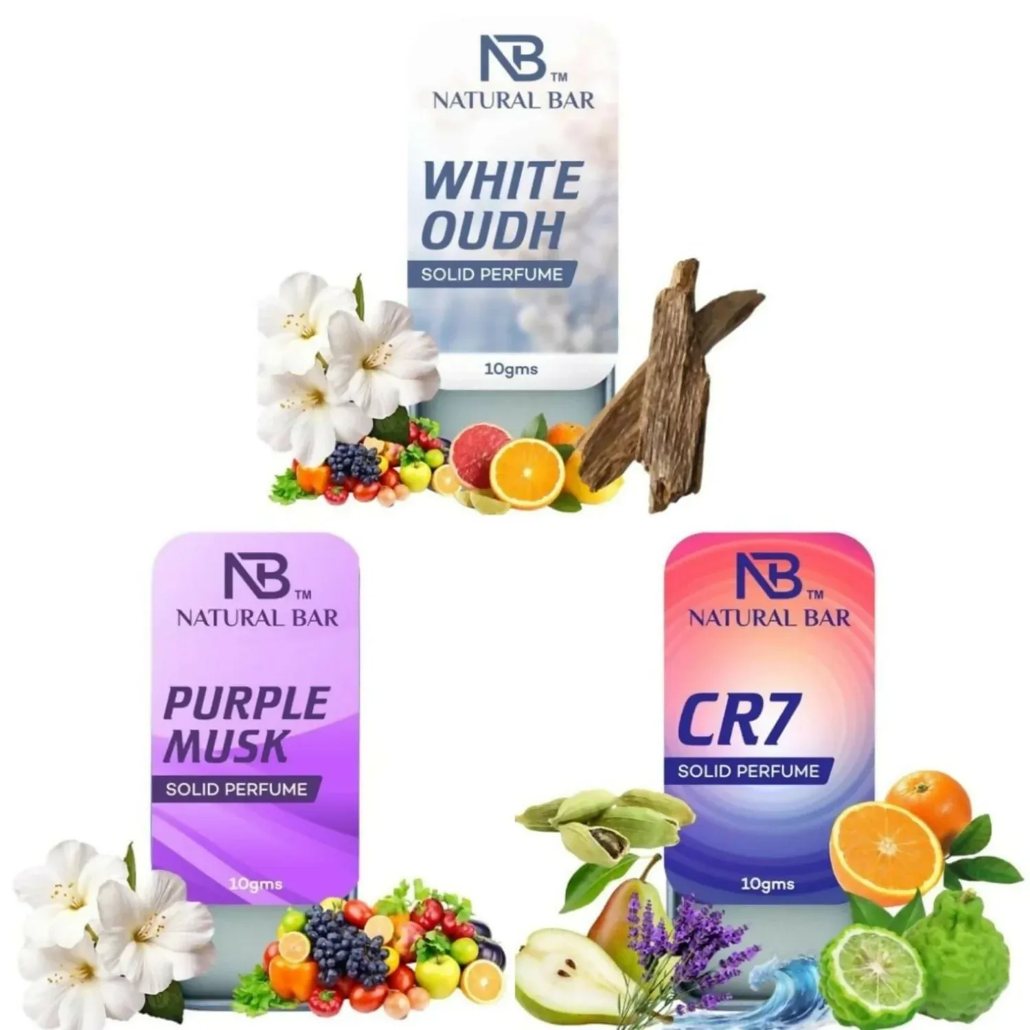 Solid Perfume Combo – CR7 White Oud & Purple Musk, Long Lasting - Detailed Feature View 5