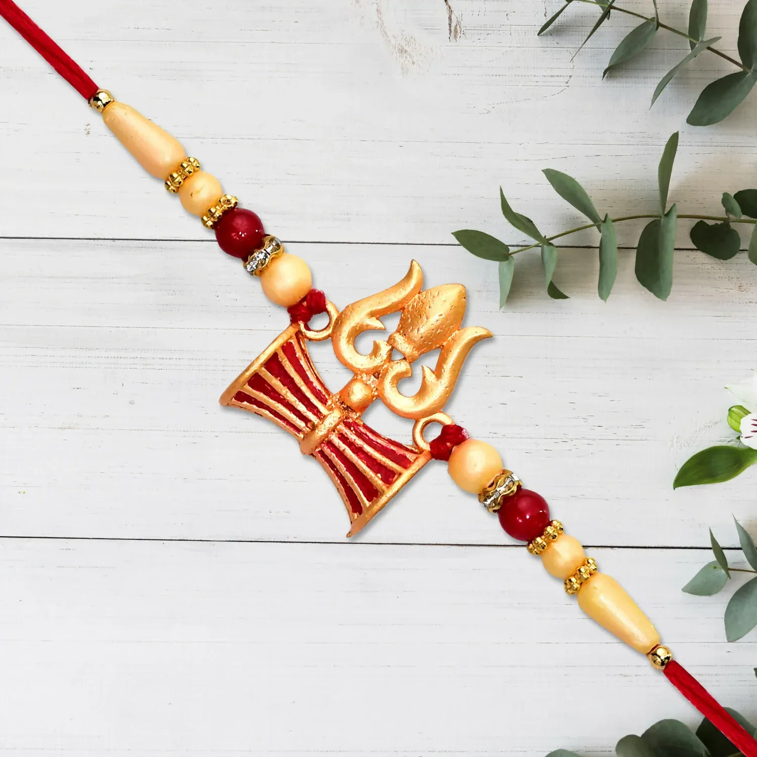 Shiva Trishul Rakhi – Handcrafted Spiritual Protection for Brother - Detailed Feature View 1