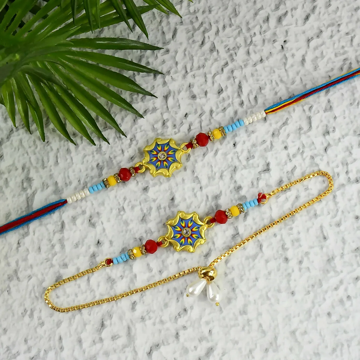 Bhaiya Bhabhi Rakhi Set – Vibrant Beadwork for Siblings - Detailed Feature View 6