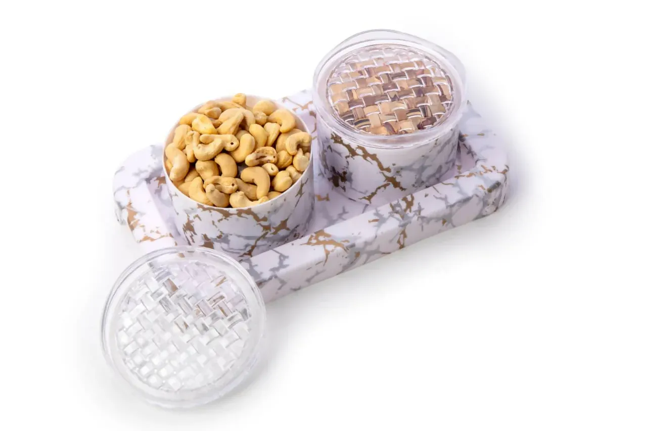 Premium Airtight Dry Fruit Containers – Elegant Black & Gold Marble Set - Buy Online at Alikart