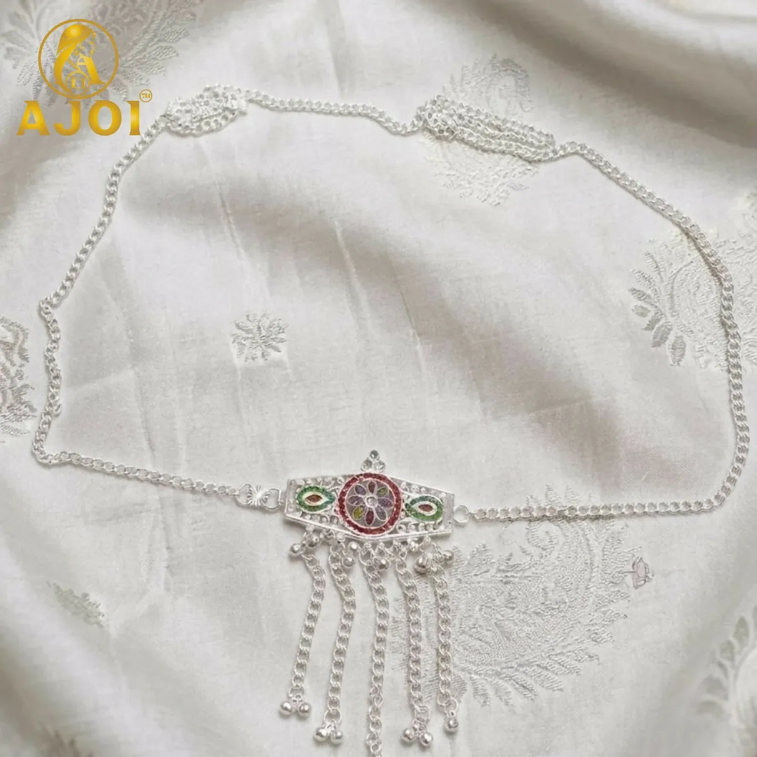 Floral Meenakari Waist Chain Bridal Kamar Patta - Detailed Feature View 2