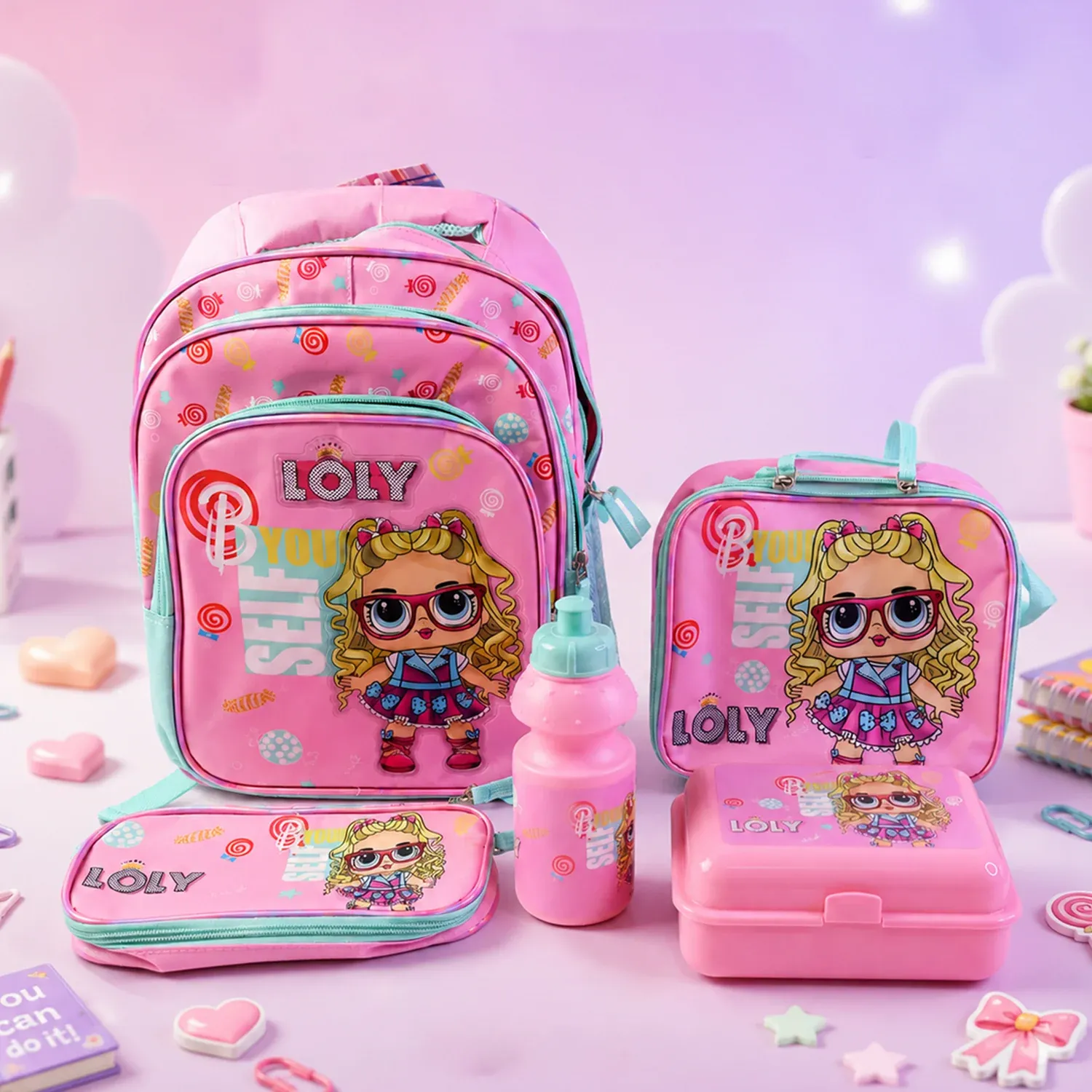 Kids School Bag Set – 5-in-1 Combo for School | Little Fashionistas - Detailed Feature View 2
