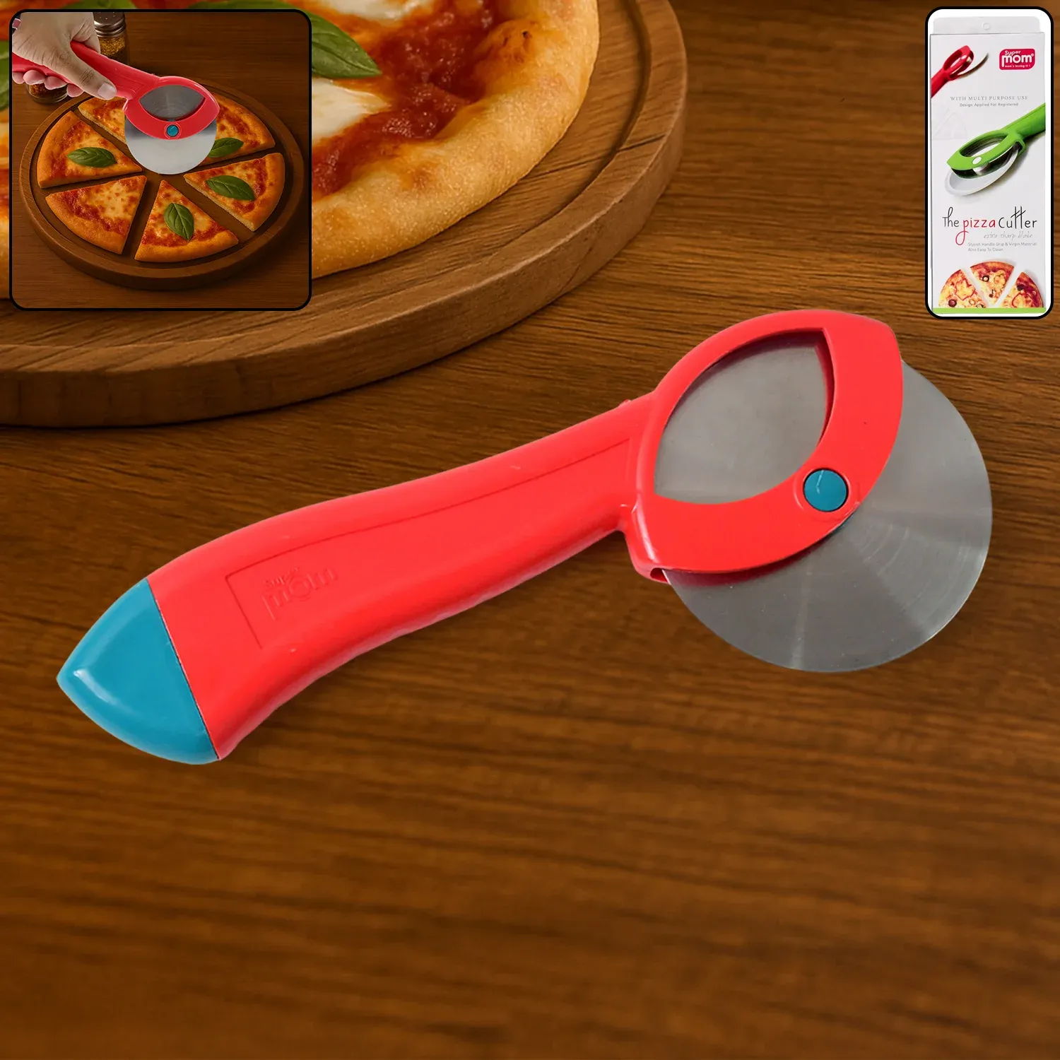 Premium Stainless Steel Pizza Cutter – Ergonomic Grip & Sharp Rotary Blade - Buy Online at Alikart