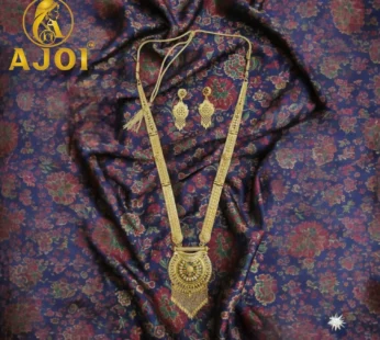 Royal Bloom Radiance Gold Tone Long Necklace Set – Elegant Festive Jewelry