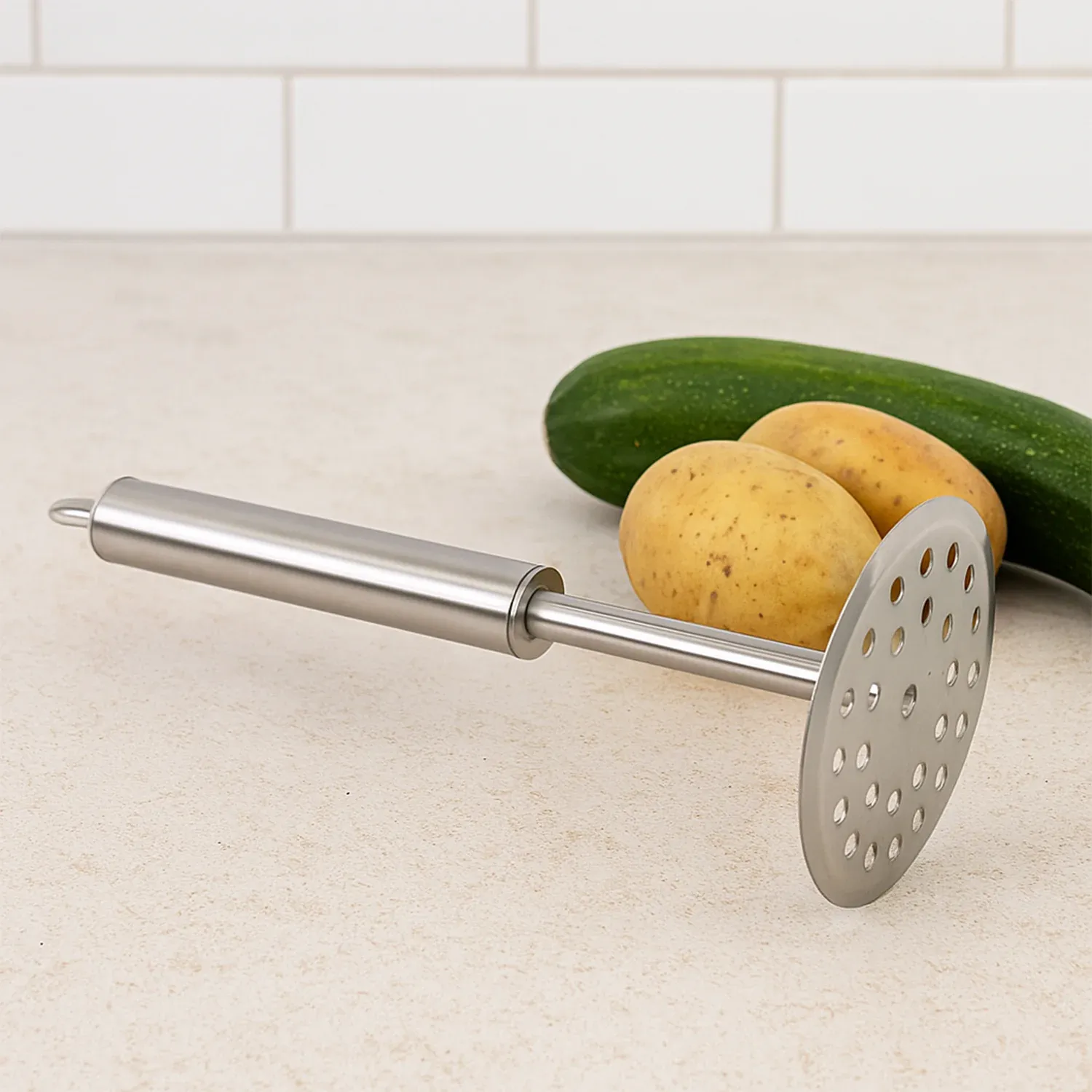 Stainless Steel Potato Masher – Heavy Duty & Ergonomic Handle - Detailed Feature View 2