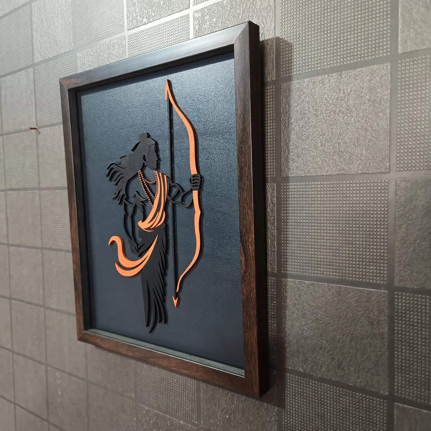 Lord Ram Wall Art – Handcrafted Multi-Layer 3D Wooden Frame - Detailed Feature View 4