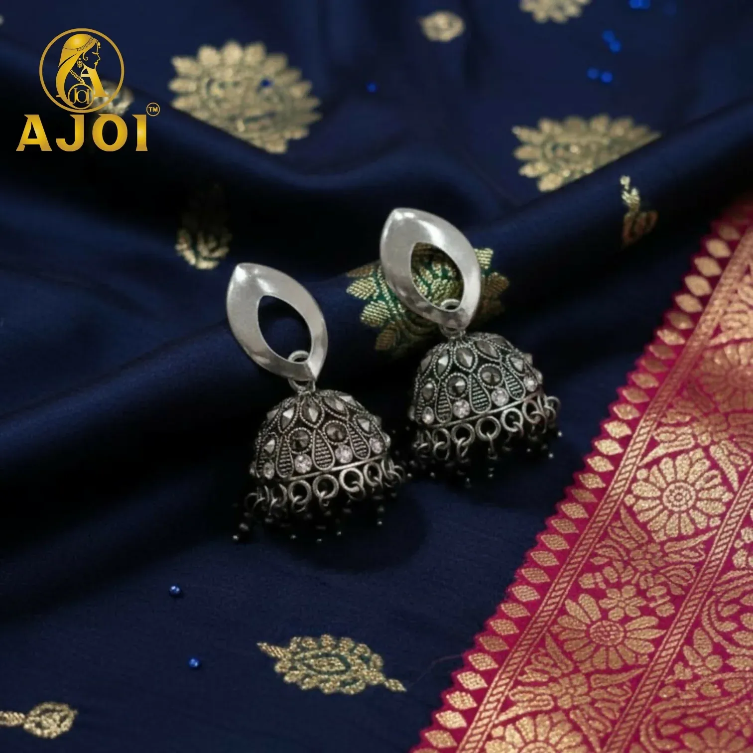 Silver Teardrop Earrings – Vintage Silver Finish with Bead Accents - Detailed Feature View 2