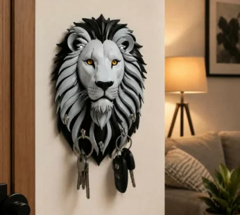 Lion Face Wooden Key Holder – Elegant Wall-Mounted Organizer