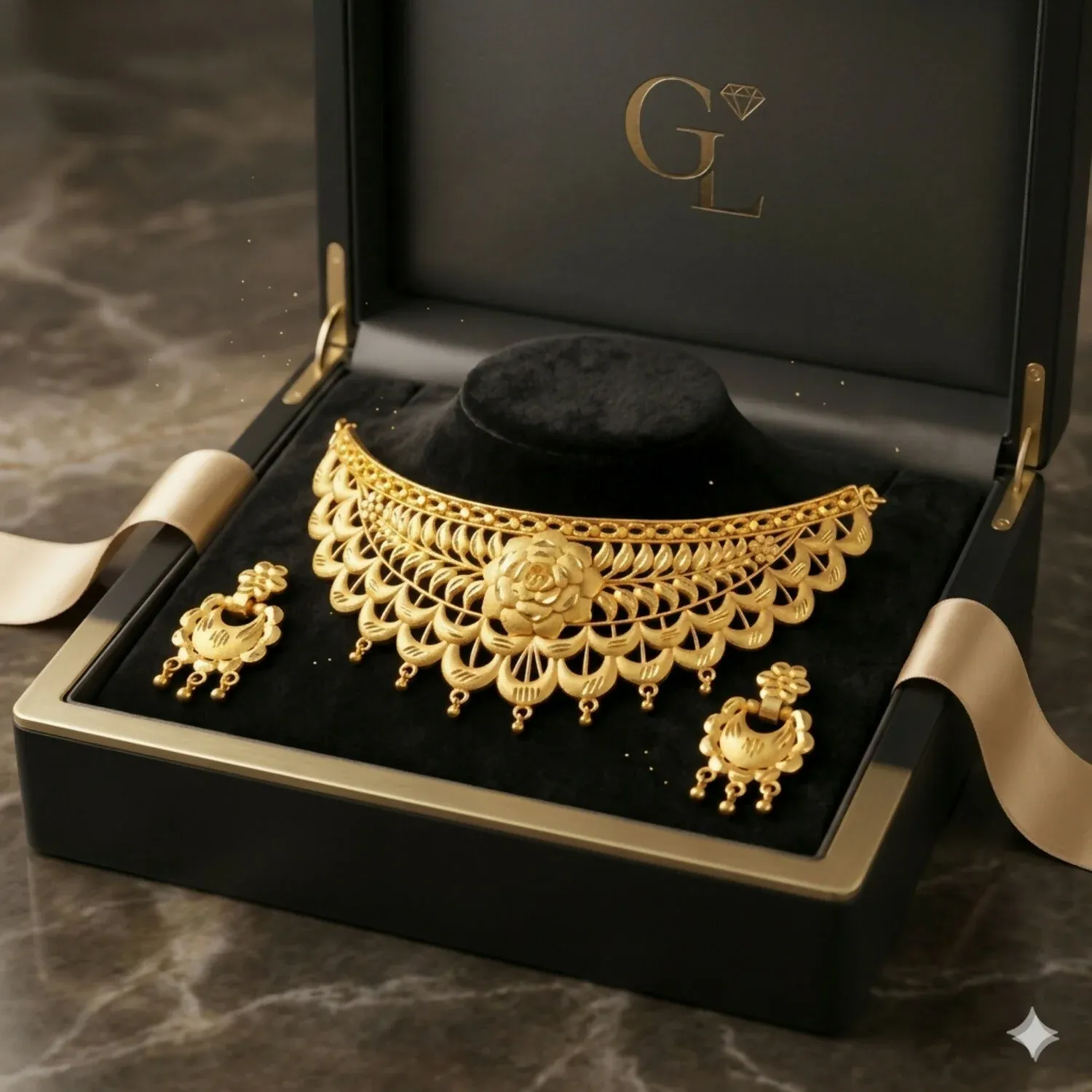 Premium Gold Plated Bridal Choker Necklace Set with Matching Earrings - Buy Online at Alikart