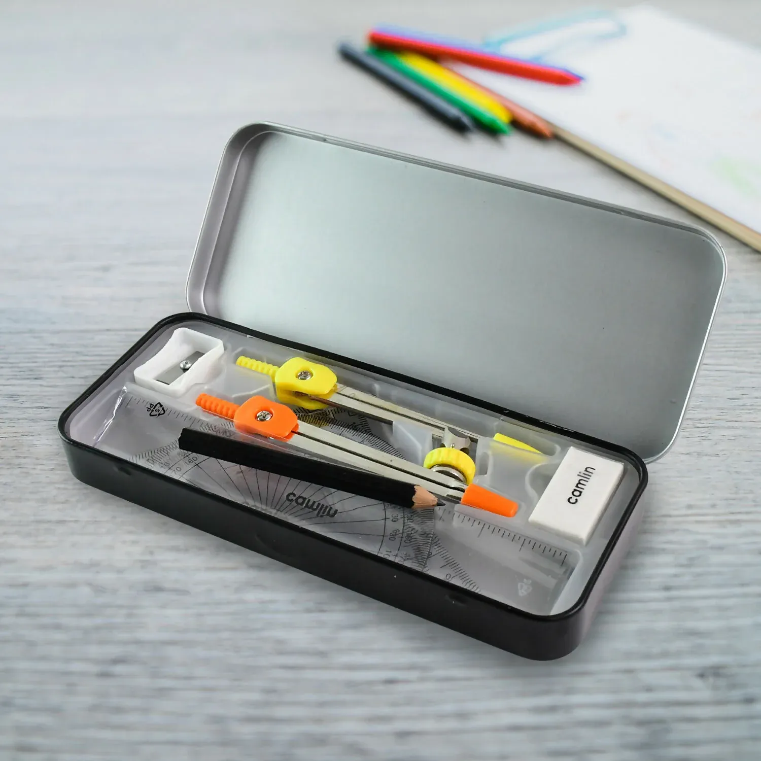 Mathematical Drawing Instruments Box – Complete Geometry Set - Detailed Feature View 1