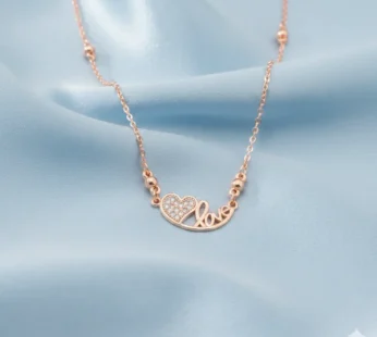 Rose Gold Heart Pendant Necklace – Dainty Love Script Design