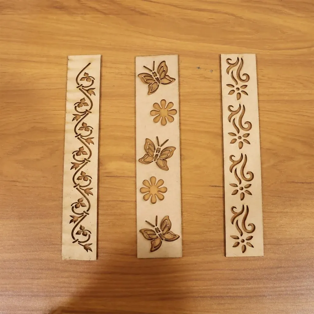 Wooden Rangoli Border Stencils – 3 Reusable Umbra Patti Designs - Detailed Feature View 4