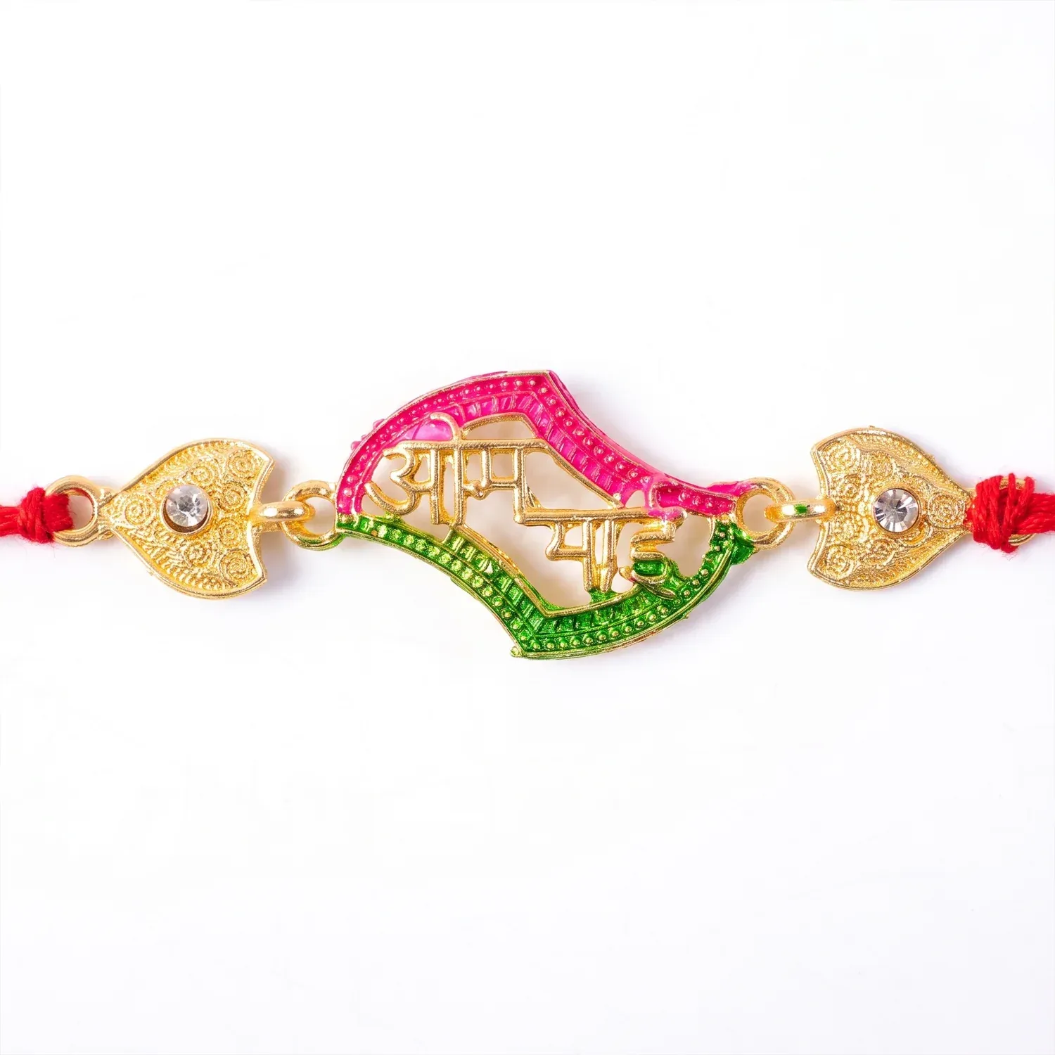 Om Saai Text Premium Stone Studded Designer Rakhi for Brother - Detailed Feature View 4