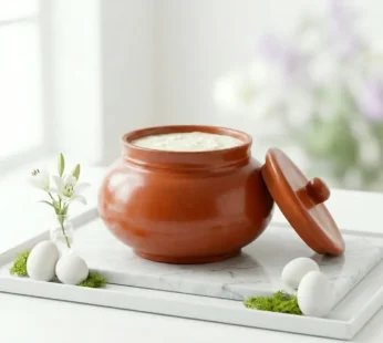 Clay Dahi Handi with Lid – Natural terracotta pot for thick curd