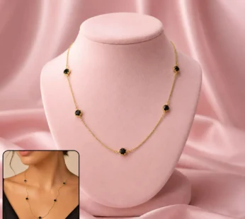 Gold Chain Black Stone Necklace – Minimal Elegant Jewelry for Daily Wear