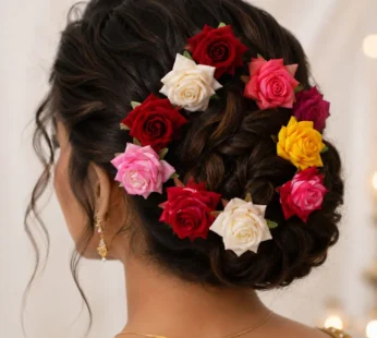 Flower Hair Pin Set – Colourful Floral Accessory (12 Pcs) | Calm & Curl