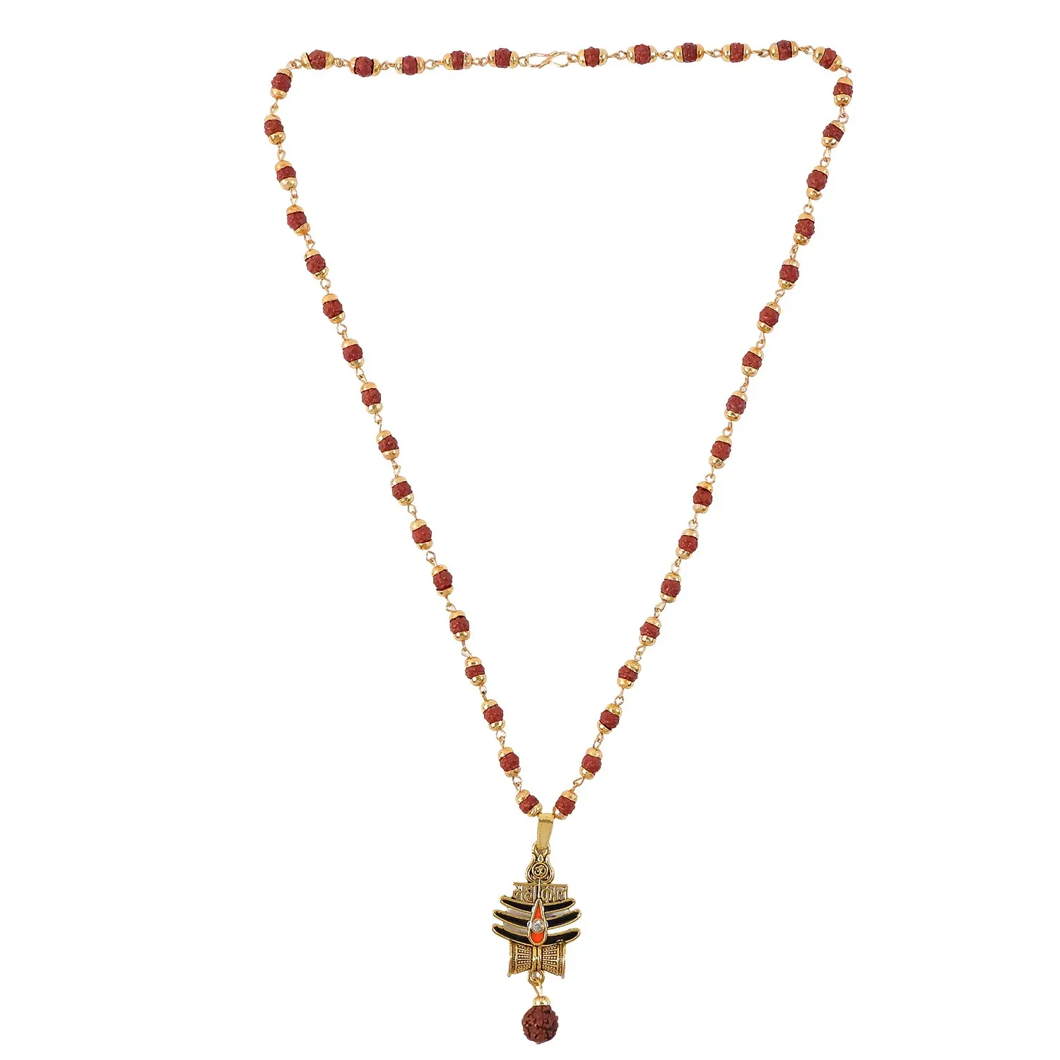 Shiva Trishul Pendant – Spiritual Rudraksha Mala Necklace - Detailed Feature View 4