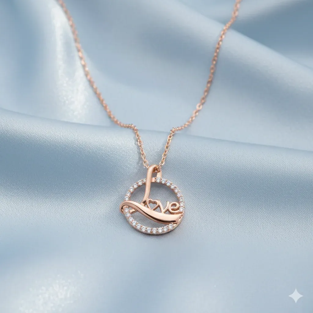 Premium Rose Gold Plated Love Circle Necklace – Elegant Romantic Pendant - Buy Online at Alikart