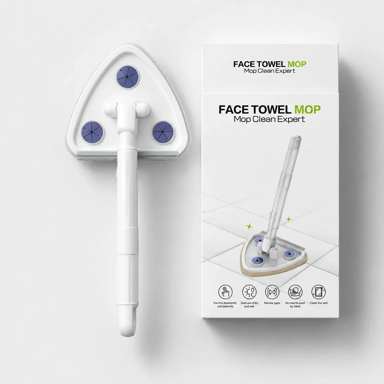 Triangular Microfiber Cleaning Mop for Glass, Walls & Floor Corners - Detailed Feature View 1
