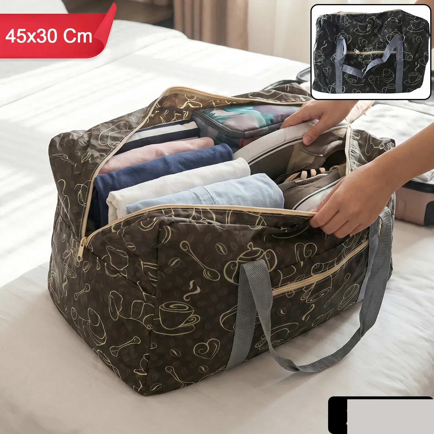 Foldable Storage Bag 45x30cm – Multipurpose Travel Organizer - Detailed Feature View 1