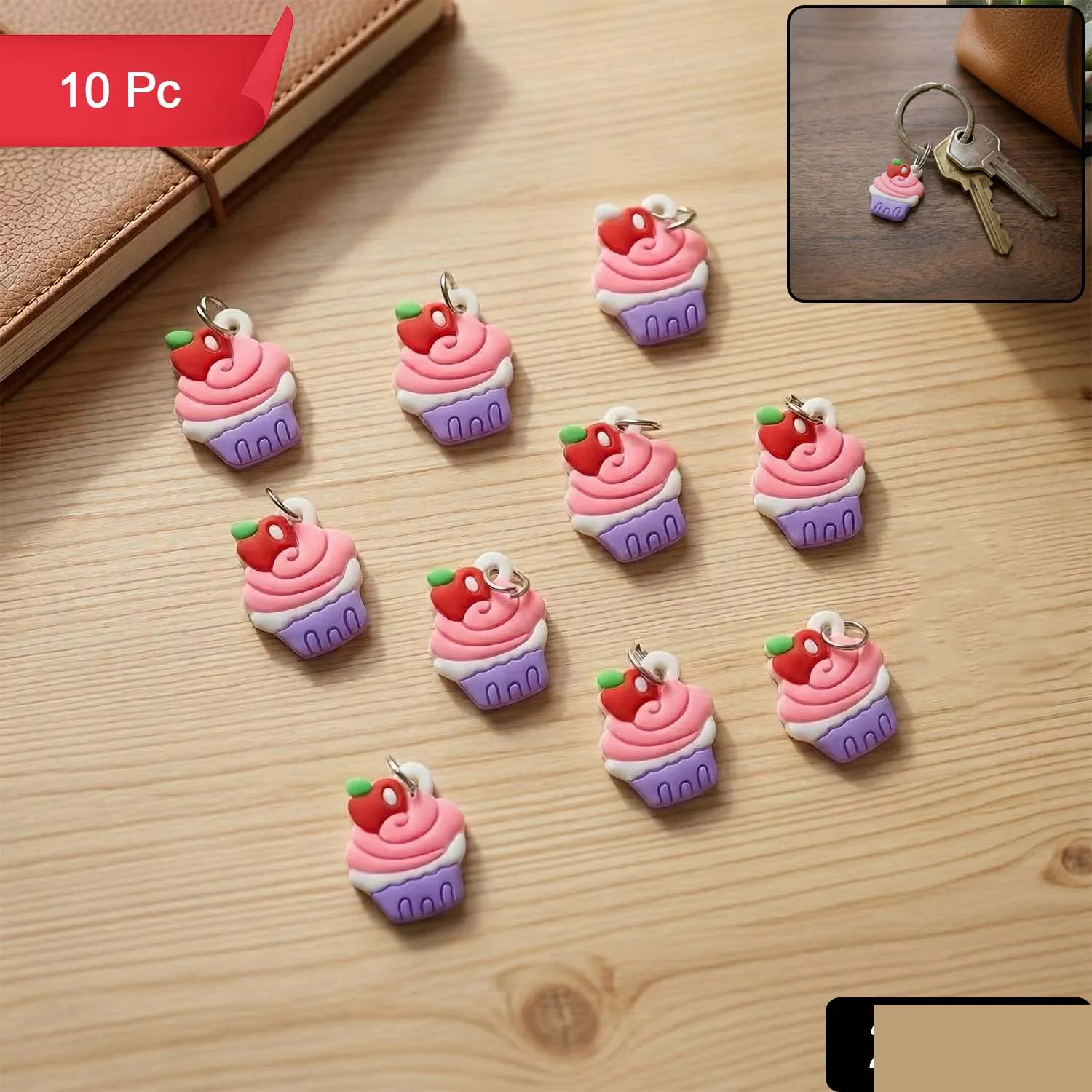 Cute Cupcake Keychain – Fun & Charming Bag Ornament - Detailed Feature View 1