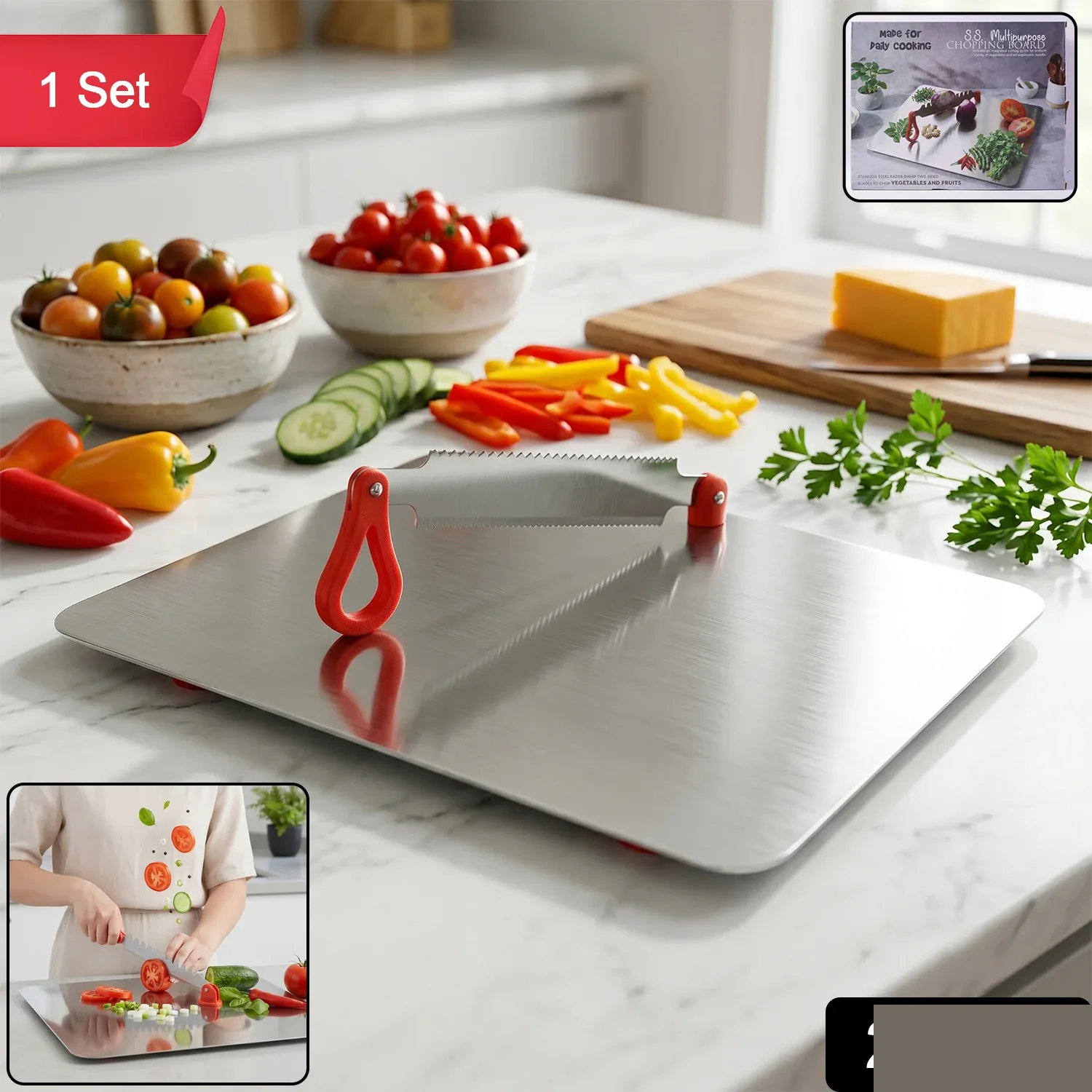 Stainless Steel Multipurpose Chopping Board – Hygienic & Durable for Kitchen - Detailed Feature View 1