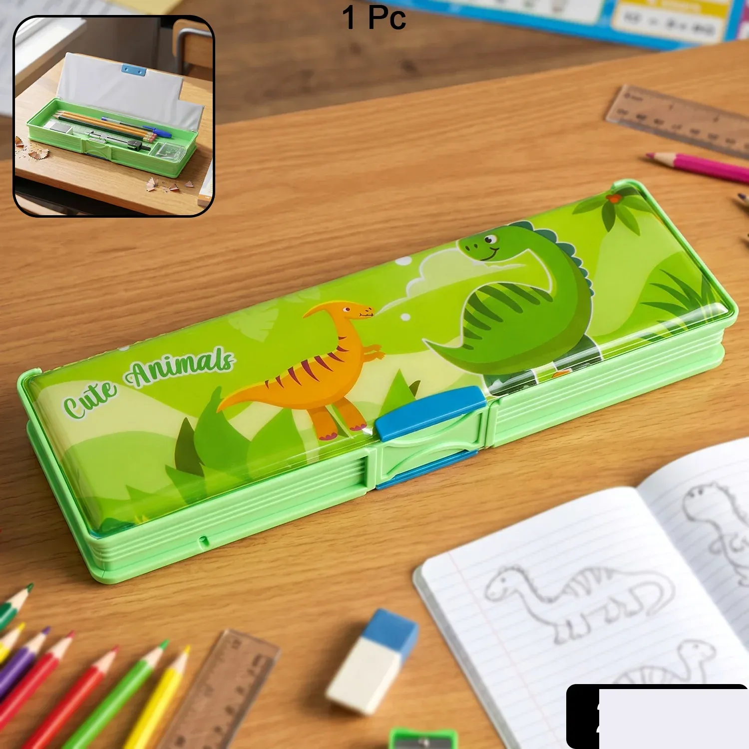Kids Pencil Compass – Fun Animal Design with Secure Lid - Detailed Feature View 1