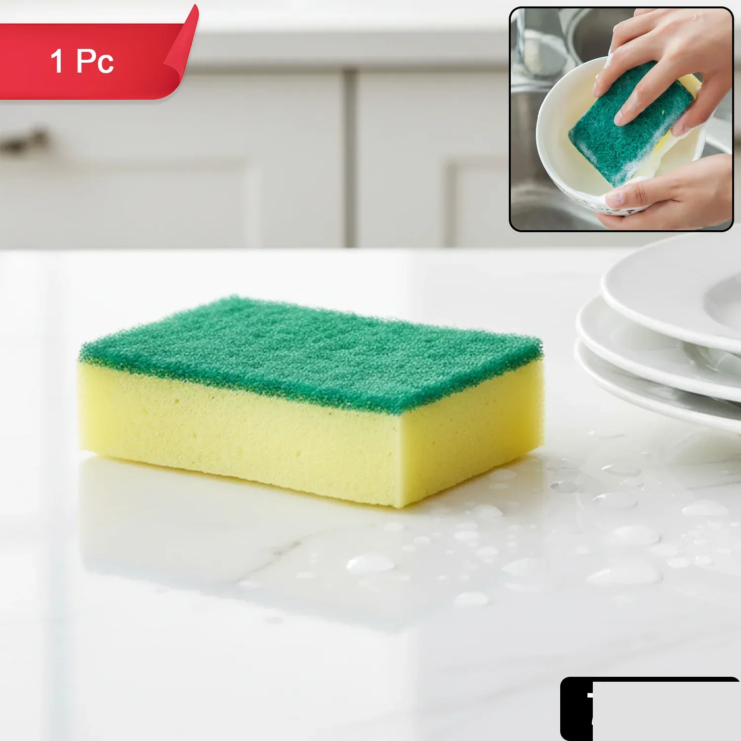 Scrub Sponge – 2-in-1 Multi-Purpose Cleaning | Velvet Wipe - Detailed Feature View 1