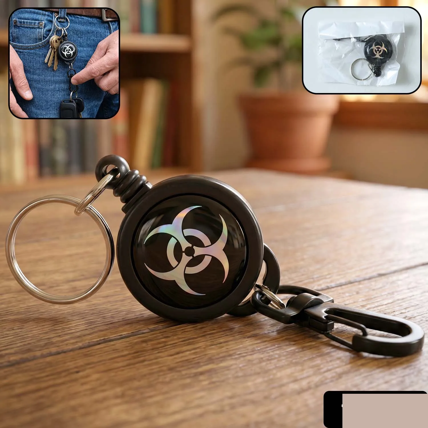 Retractable Keychain – Durable Anti-Lost with Clip | Velvet Wheels - Detailed Feature View 1