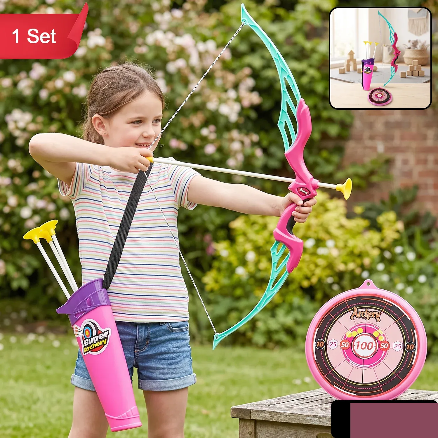 Kids Archery Set – Dhanush Baan Toy with Target & Arrows | Aditi - Detailed Feature View 1