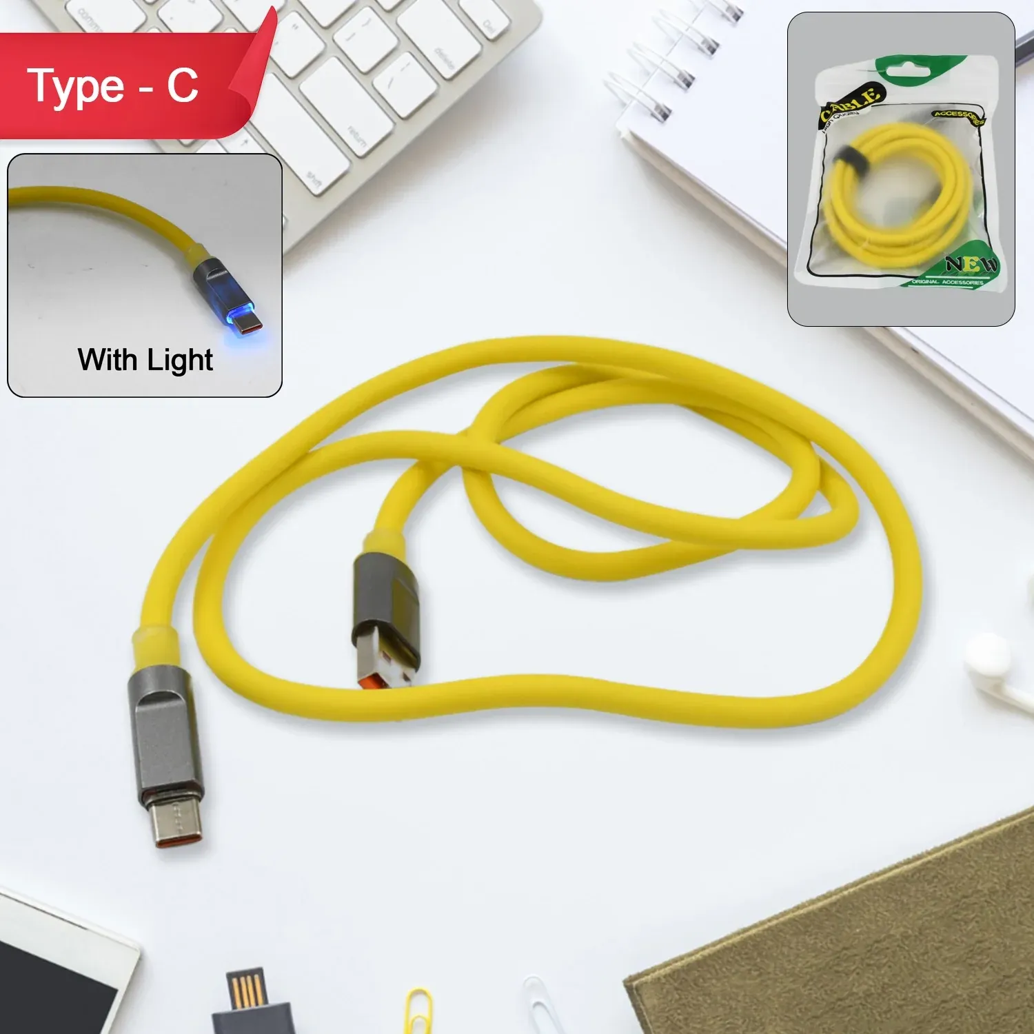 Type C Fast Charging Cable – with Light & 1m Durable | Indo Glow - Detailed Feature View 6