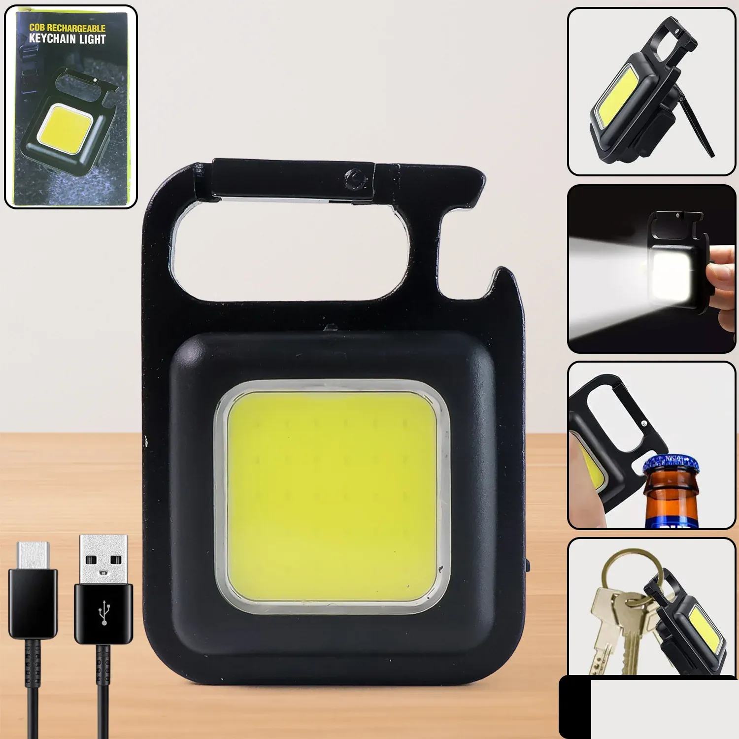 Rechargeable Keychain Flashlight – 4 Light Modes, Magnetic Base | Vastate - Detailed Feature View 1