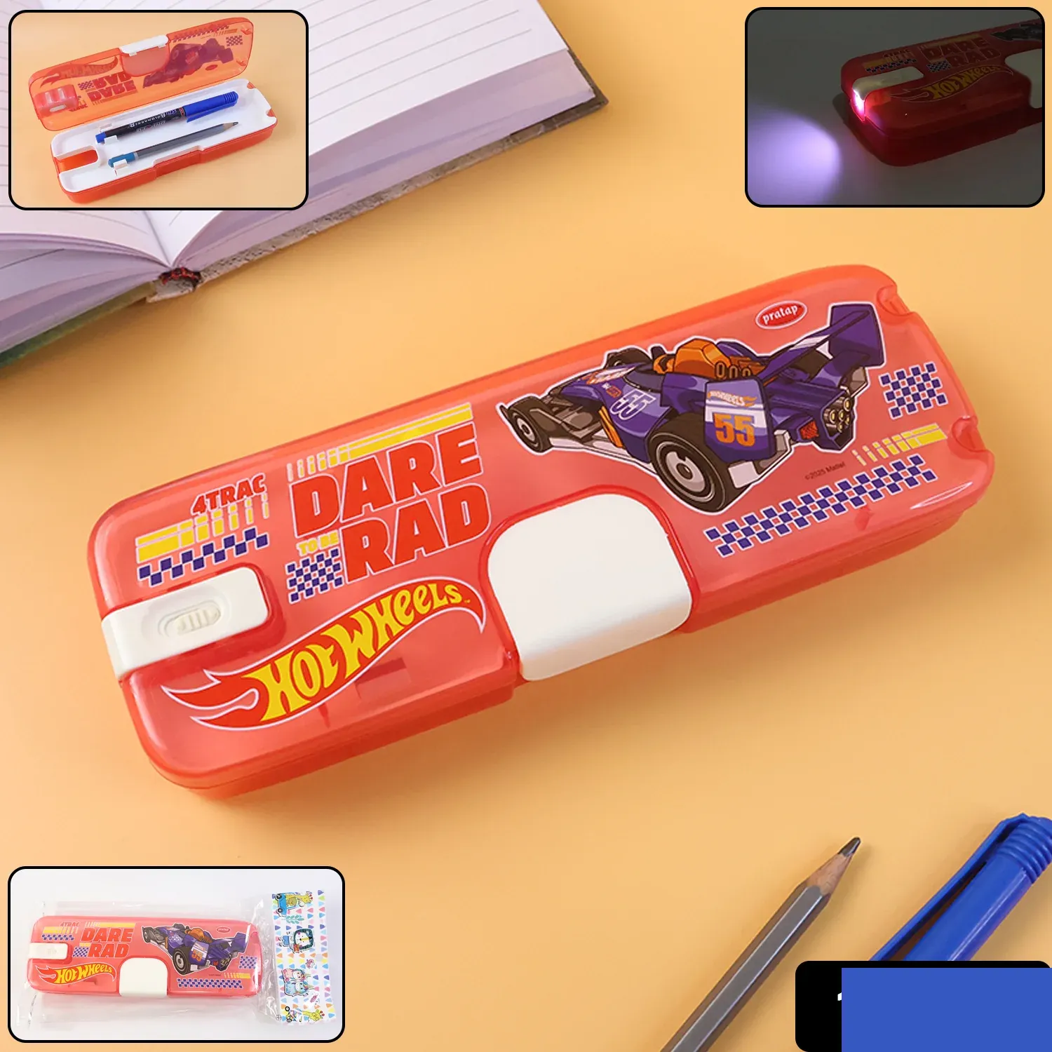 LED Light Pencil Box for Kids – Cartoon Design & Organizer - Detailed Feature View 1
