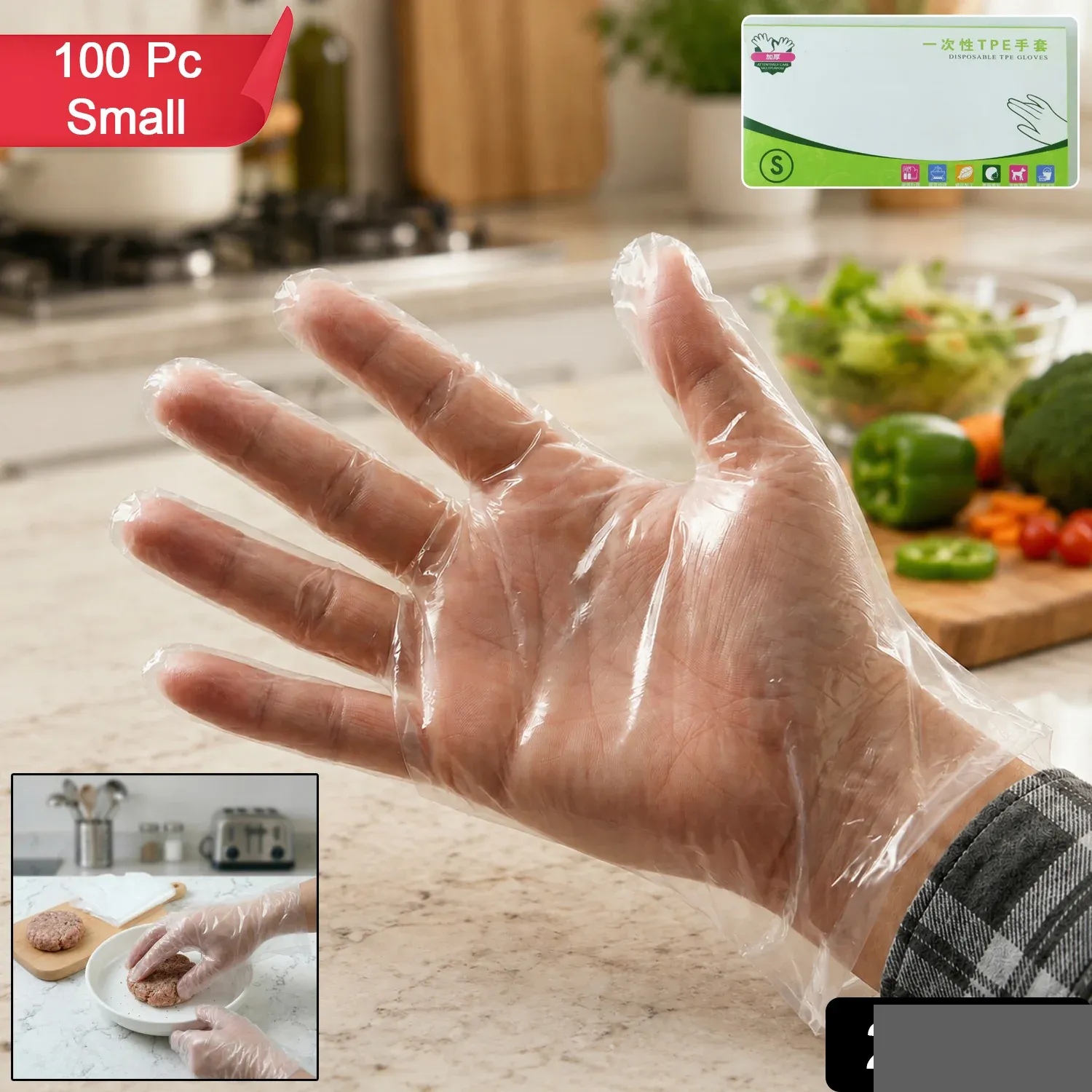 Disposable Plastic Gloves – Hygienic & Practical for Home & Commercial Use - Detailed Feature View 1