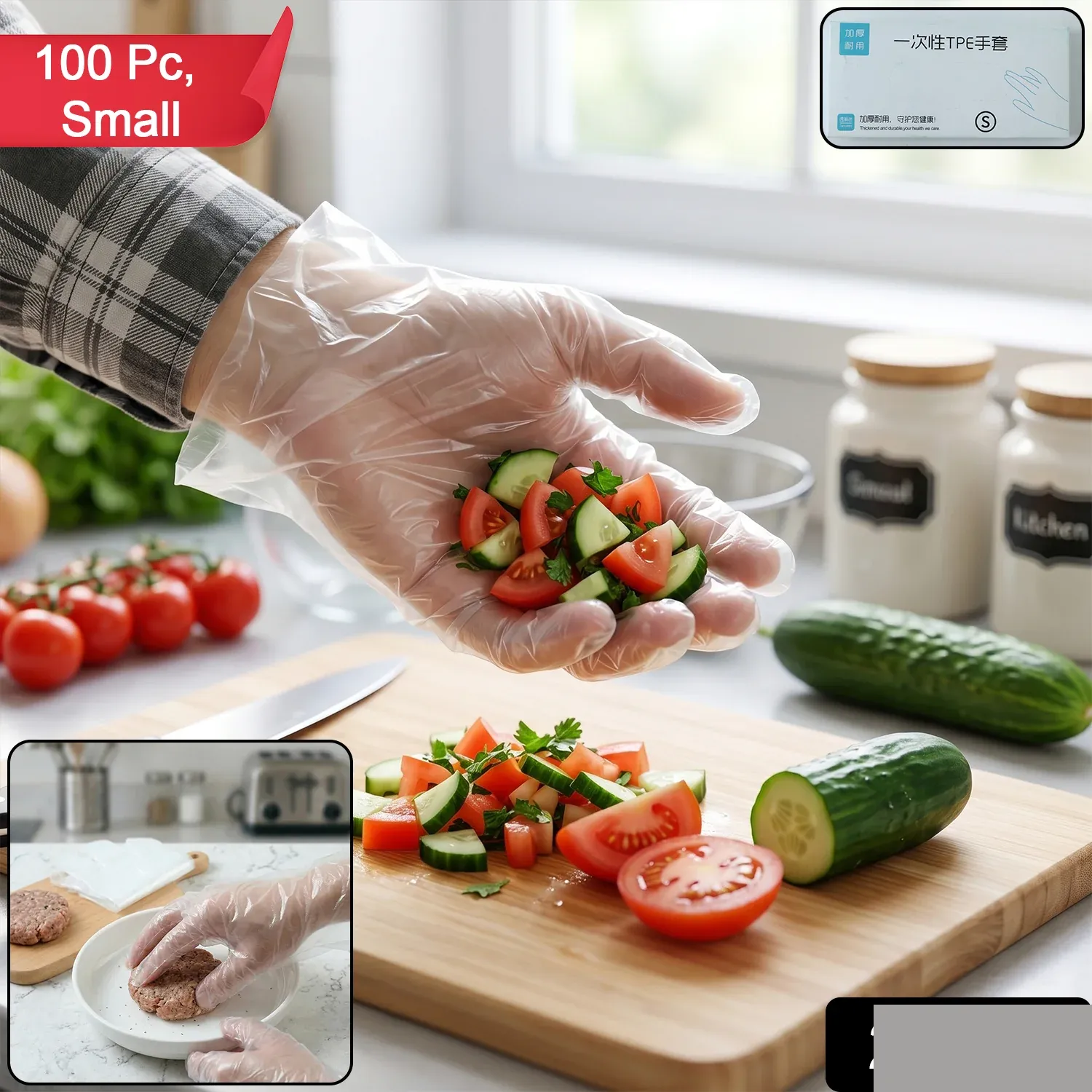 Disposable Plastic Gloves – Hygienic & Convenient for Food & Cleaning - Detailed Feature View 1