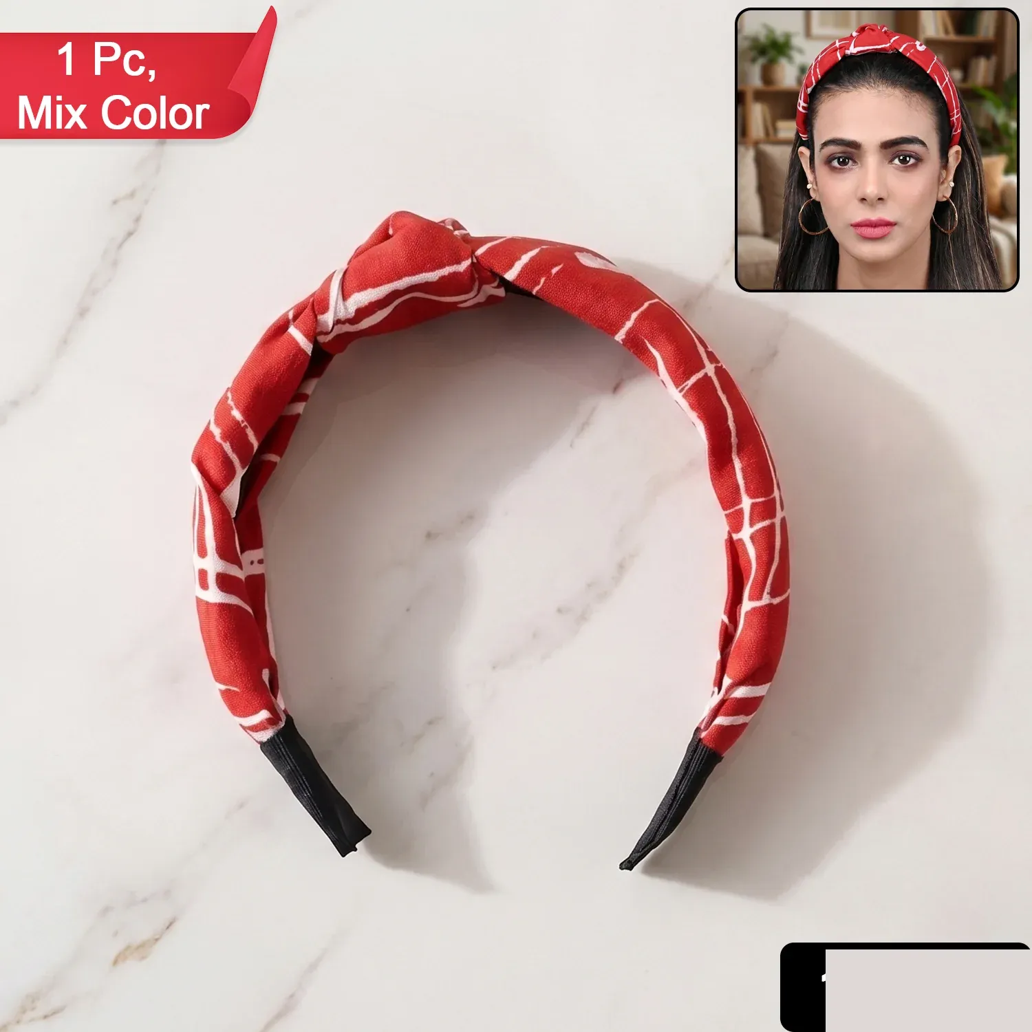 Printed Knot Hairband – Stylish & Comfortable for Women - Detailed Feature View 1