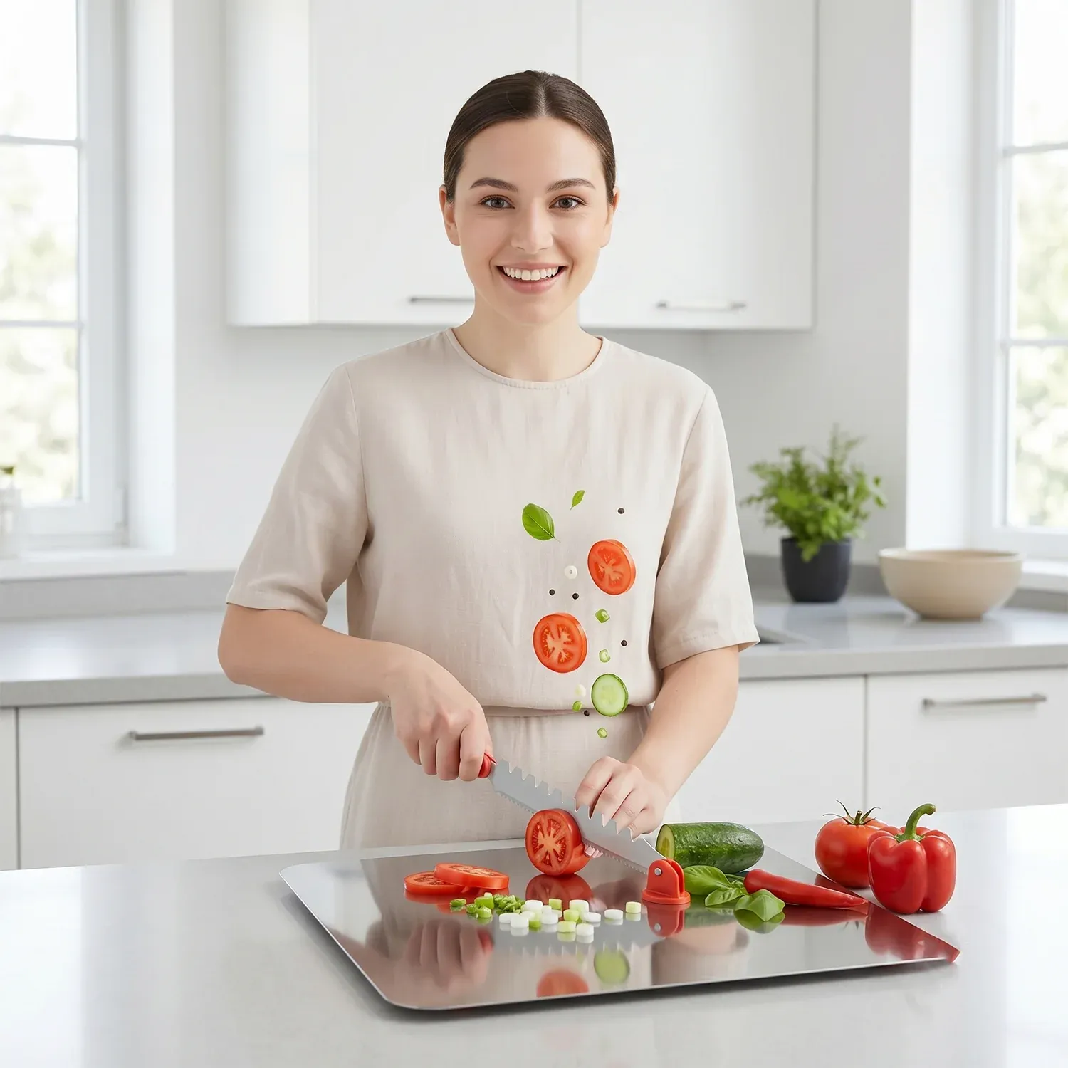 Stainless Steel Multipurpose Chopping Board – Hygienic & Durable for Kitchen - Detailed Feature View 4