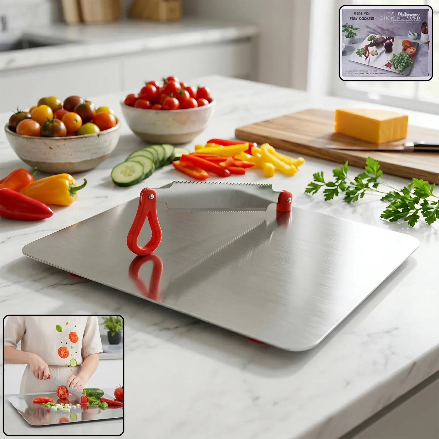 Premium Stainless Steel Multipurpose Chopping Board – Hygienic & Durable for Kitchen - Buy Online at Alikart