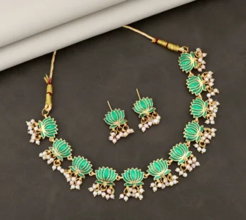 Gold-Toned American Diamond Necklace Set – Elegant Vine Design