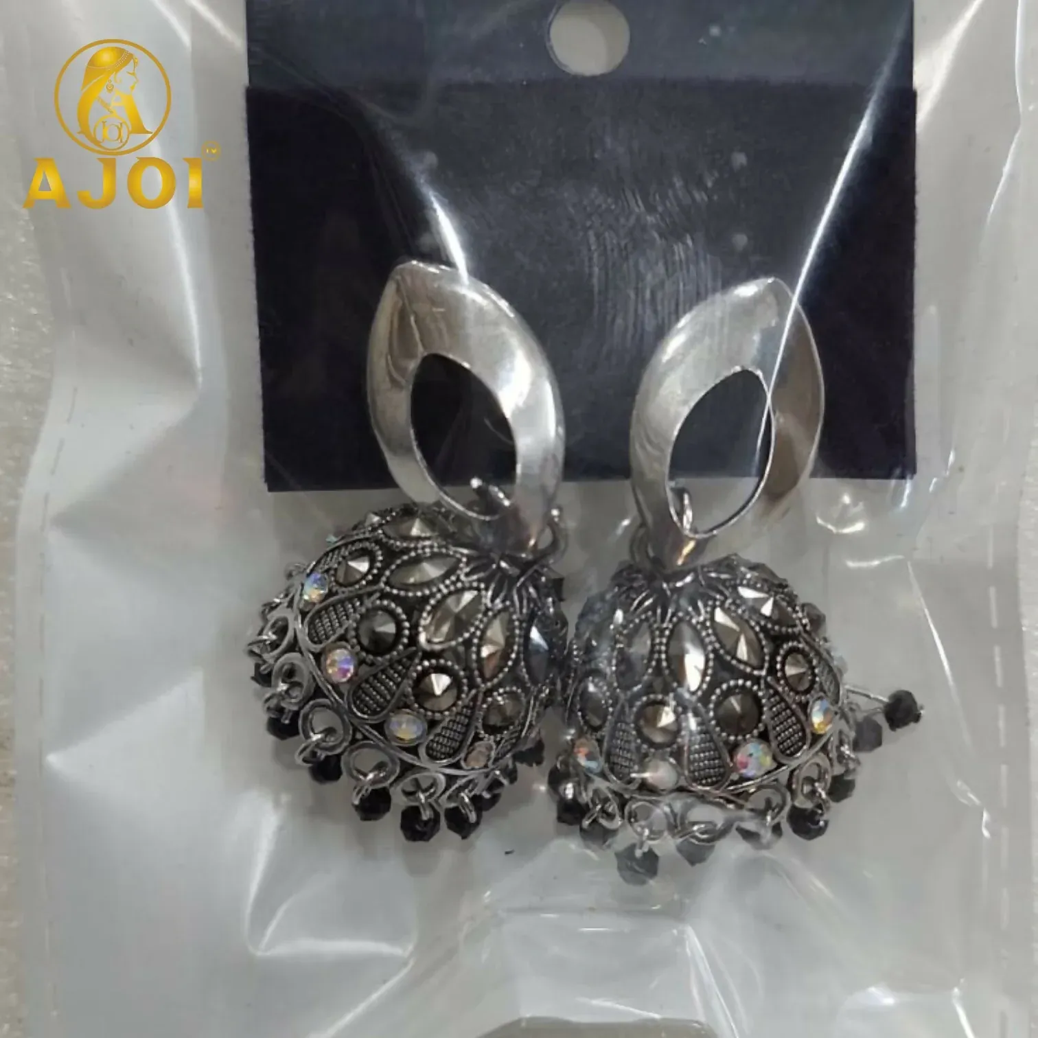 Silver Teardrop Earrings – Vintage Silver Finish with Bead Accents - Detailed Feature View 4