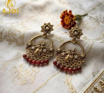 Radha Krishna Chandbali Earrings – Traditional Antique Silver Jewelry