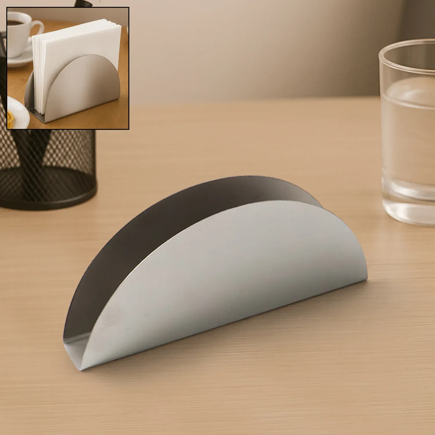 Premium Stainless Steel Napkin Holder – Sleek Half-Moon Design - Buy Online at Alikart