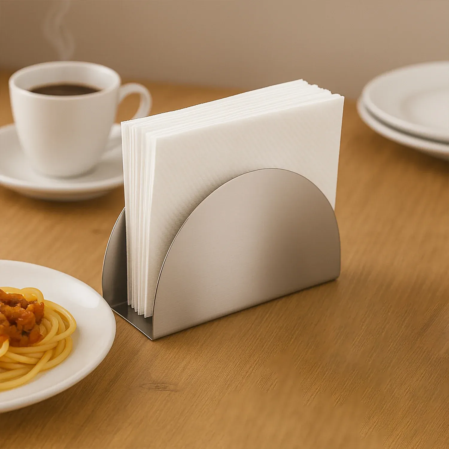 Stainless Steel Napkin Holder – Sleek Half-Moon Design - Detailed Feature View 6