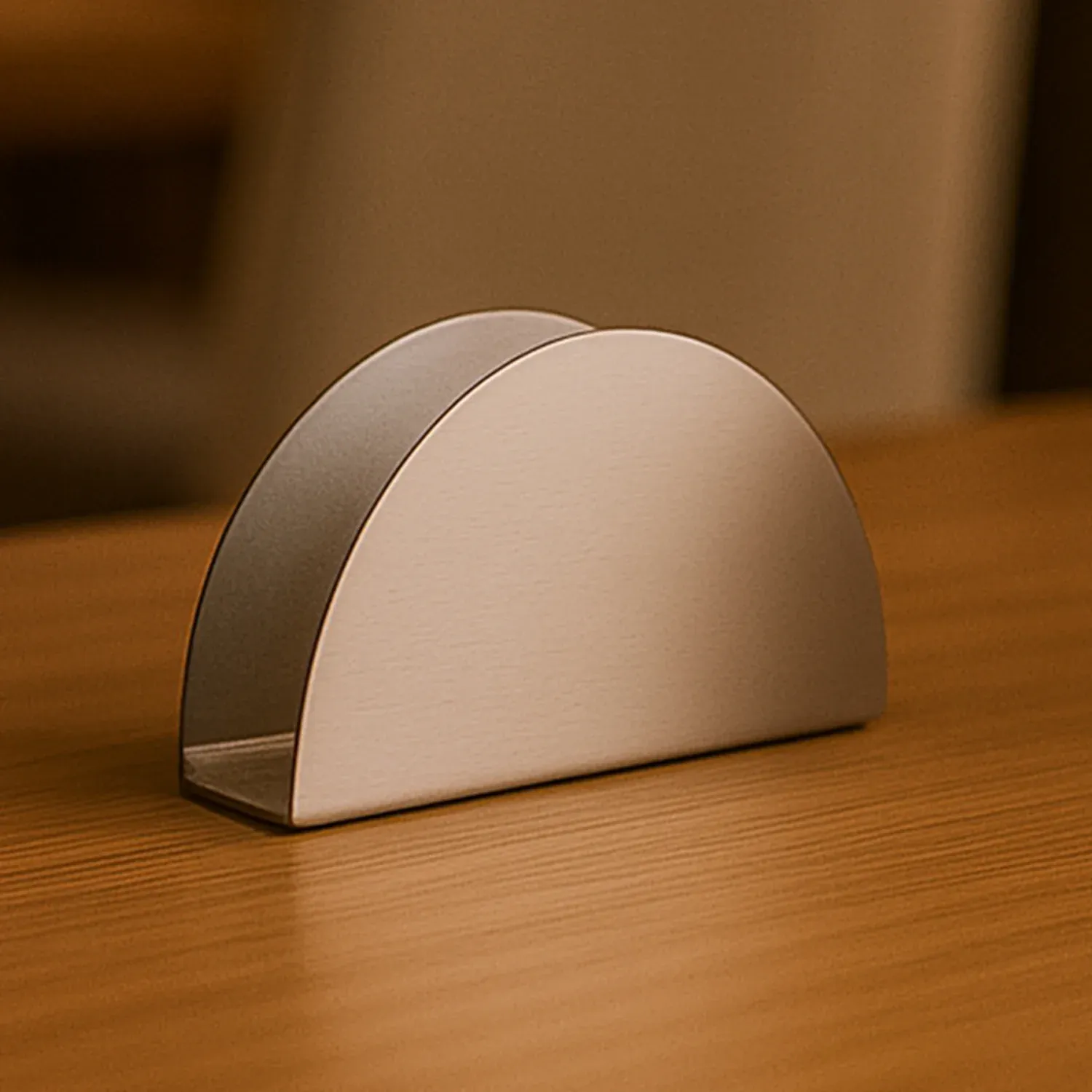 Stainless Steel Napkin Holder – Sleek Half-Moon Design - Detailed Feature View 5