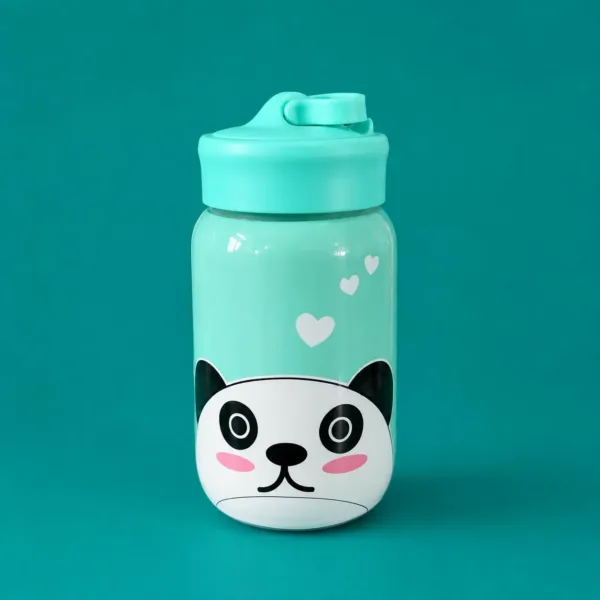 Cute Panda Glass Water Bottle with Handle Lid for Kids and Adults 340 ML(Color may vary 1 PC)
